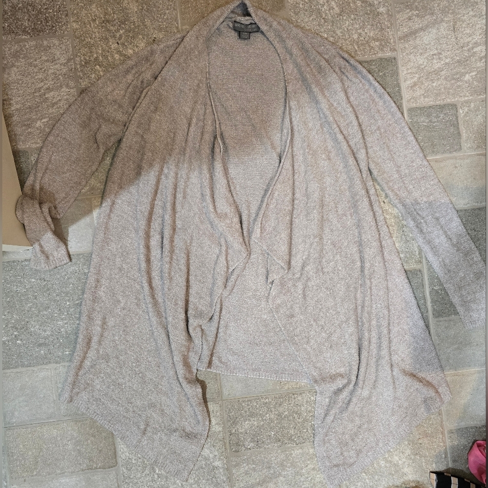 Barefoot Dreams Light Gray Open Front Cardiganare Cozychic Lite Knit Island Wrap - Picture 3 of 6
